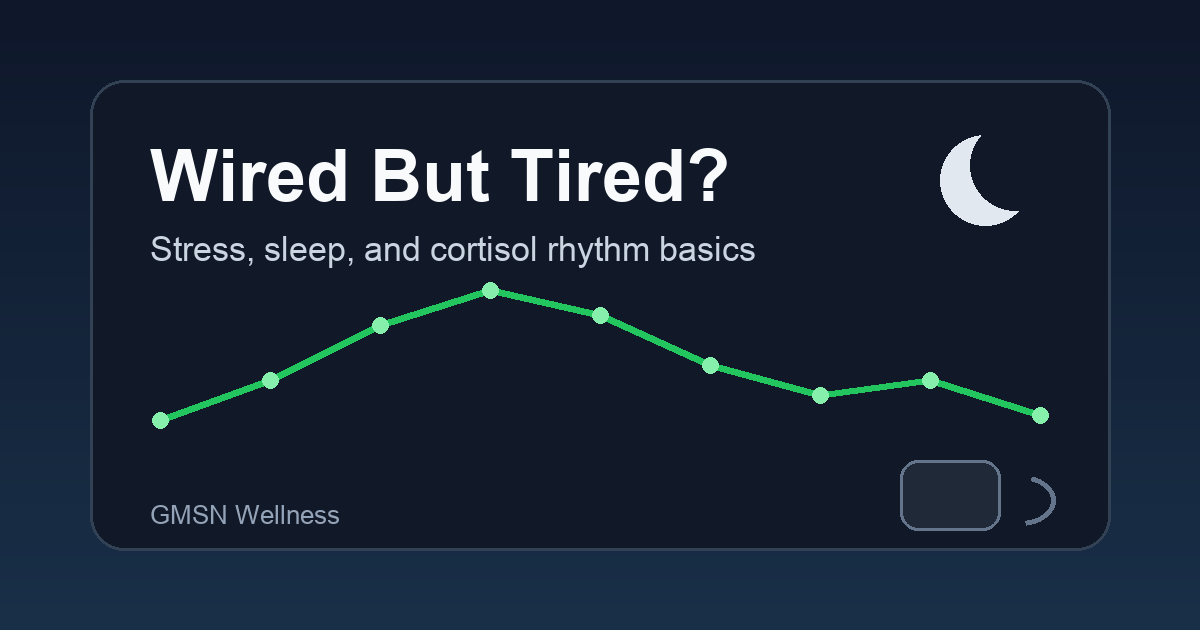 Wired but tired stress fatigue and cortisol rhythm illustration